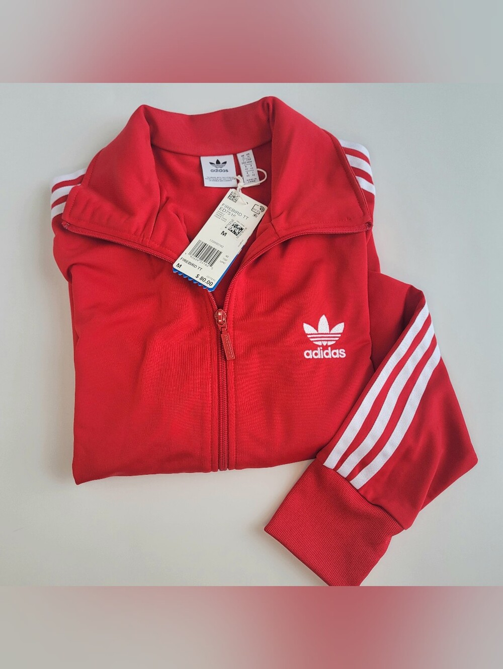 adidas Originals Firebird TT Track Jacket Size M Red/White Full Zip NEW
